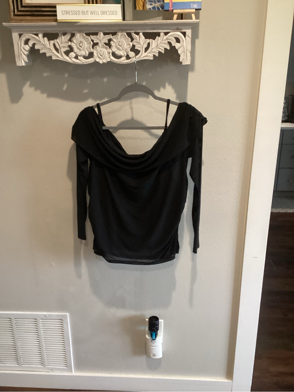 NWT - Torrid - Black Draped Off-Shoulder Long Sleeve Top - Sz 14w!!!